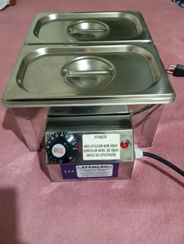 Rechaud elétrico molheira chocolateira banho Maria Inox 2 cubas 5kg 220v