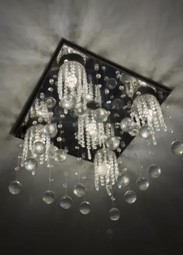 Lustre Plafon Chuva de Cristal - 5 Lâmpadas Led