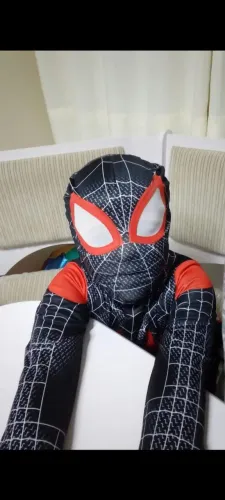 Roupa infantil tamanho 10 anos - Fantasia Miles Morales - Homem Aranha - Spiderman + Boné