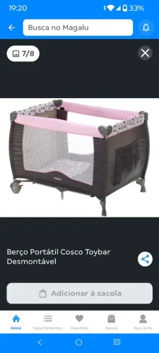 Berço Portátil quadrado menina