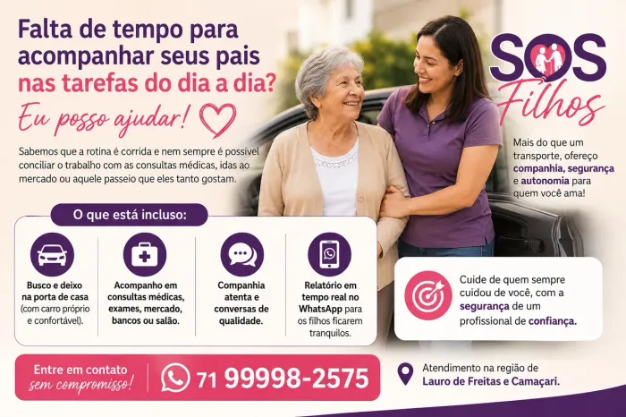 Precisando de alguém de confiança para acompanhar seus pais ou avós? ?