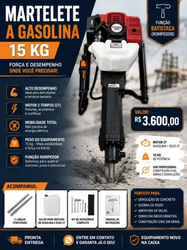 Martelete a. Gasolina 15 kg função bastistaca