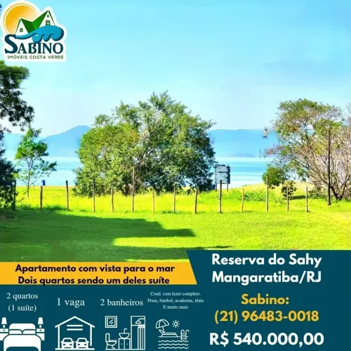 Apartamento 2 quartos, um suíte, mobiliado, com vista para o mar, Reserva do Sahy, Mangara