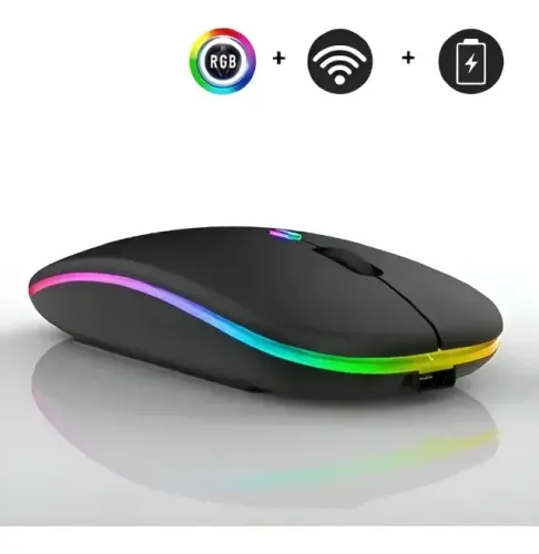 Mouse Sem Fio Bluetooth Recarregável H'maston E-1300 Pro Led Novo Loja Coimbra Computadore