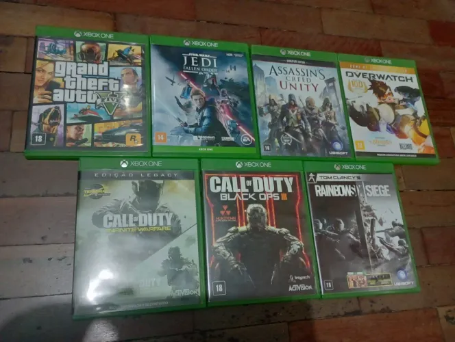Lote 7 Jogos Xbox One Originais - GTA V, Jedi, COD, Assassin's Creed