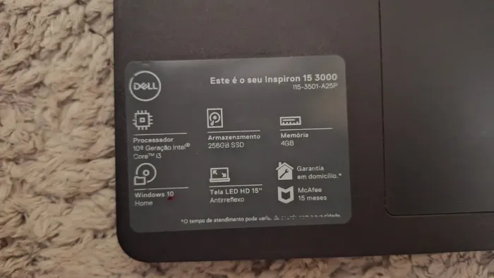 Notebook Dell Inspiron 15 3000 i3 SSD Rápido Ótimo Estado