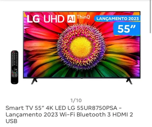 Smart tv 55 polegadas 4k led LG 55UR8750PSA-