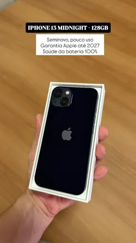 iPhone 13 Midnight 128GB, Seminovo (pouco uso) 100%, Garantia Apple até 2027