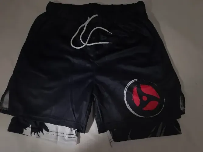 Shorts 2 em 1 duplos dry fit animes