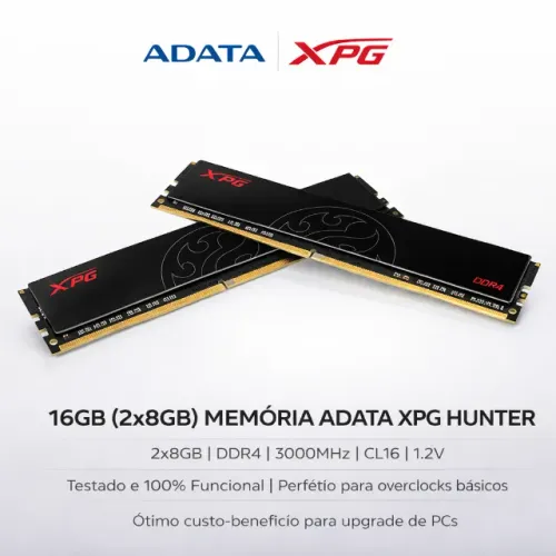 Memória RAM 16GB (2x8GB) DDR4 3000MHz Adata XPG Hunter (AX4U30008G16A-SBHT)