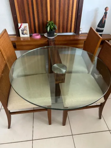 Mesa jantar de vidro redonda 