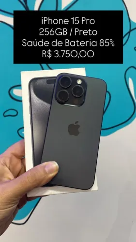 Seminovo: iPhone 15 Pro 256GB Preto - Bateria 85% | Loja Fisica