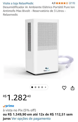  DESUMIDIFICADOR PARA AMBIENTES. RESOLVE: MOFO, CHEIRO DE MOFO E UMIDADE.