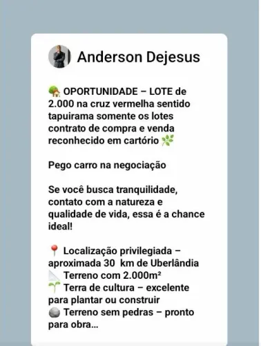 Vendo ou troco por carro 2 lotes de chácara na cruz vermelha 