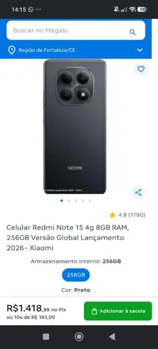 Celular redmi note 15 256 giga