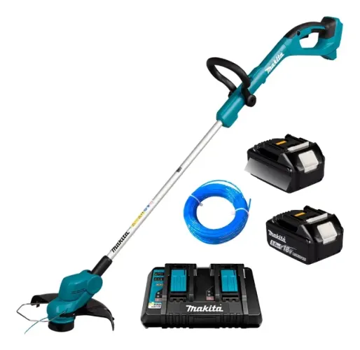 Kit Roçadeira A Bateria Makita Dur193z 15m Nylon 2 Baterias Azul-turquesa
