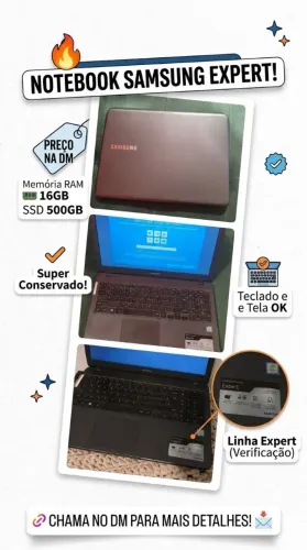 Notebook Samsung Expert | 16GB RAM | SSD 500GB | Super Conservado!