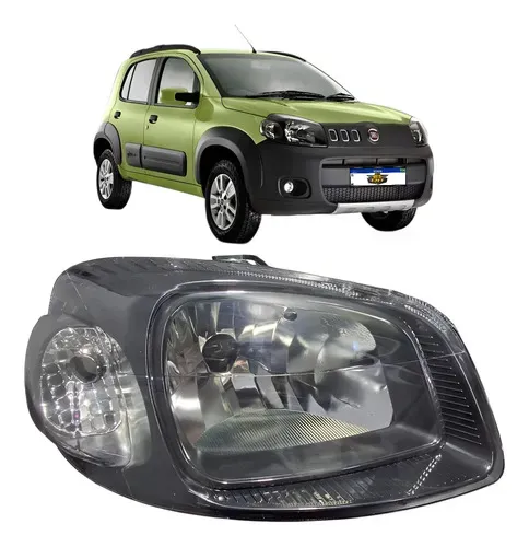 Farol Direito Fiat Uno Fiorino 2011 2014 Mascara Negra Direito/passageiro