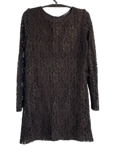 Vestido Preto de Renda M.Officer Original Manga Longa, Tamanho M