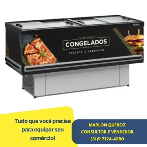 Ilha de Congelados 2M Vidro Reto Gelopar 127V