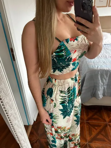 Conjunto estampado calça + cropped