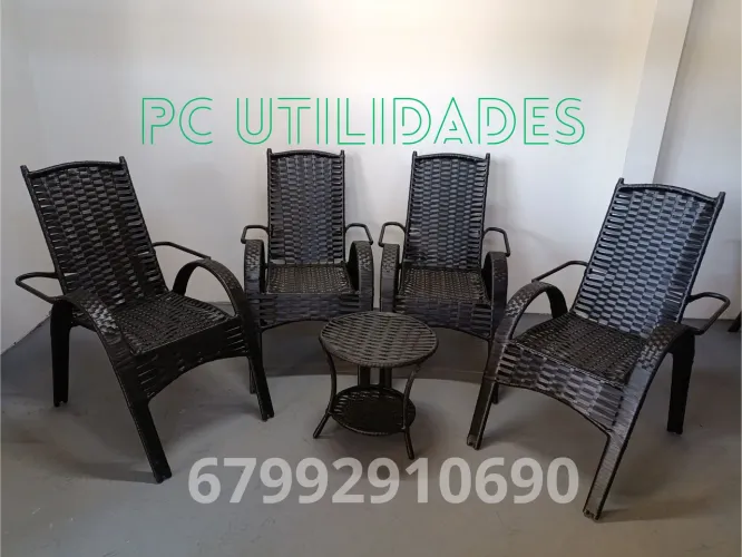 Jogo de cadeira em junco sintético 