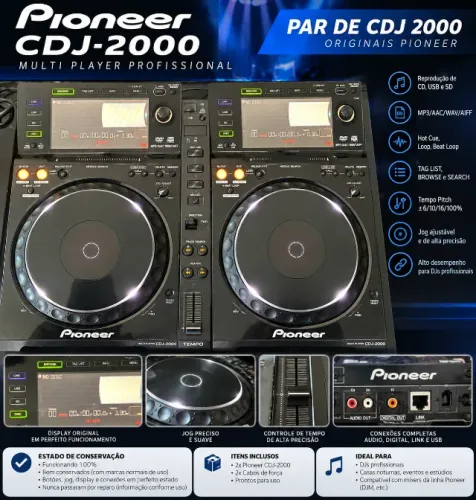 PAR DE CDJ-2000 PIONEER - ORIGINAL - PROFISSIONAL