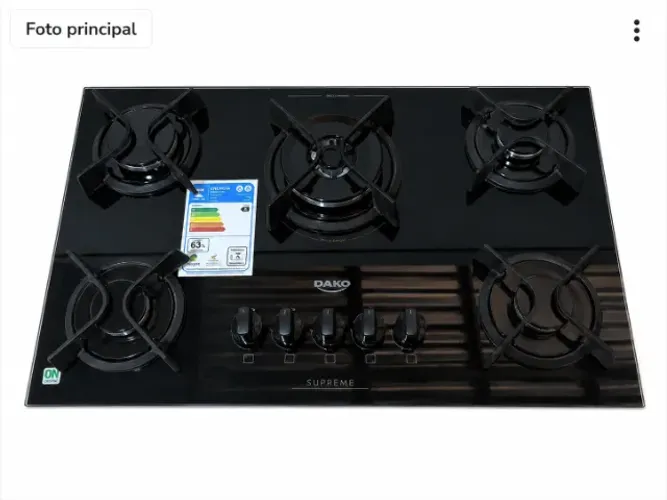 Cooktop Dako Supreme 5 Bocas Vidro Temperado