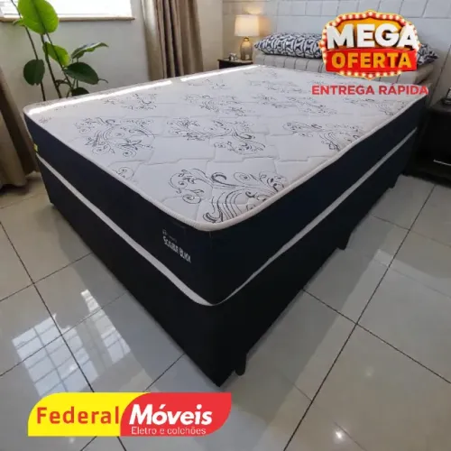 Cama Box Casal 1,38x188cm Base + Colchão c/ Molas - Super Promoção!