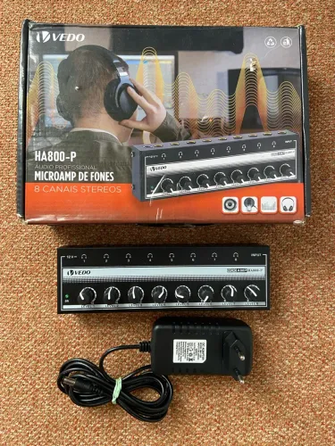 Amplificador De Fones Vedo Ha800-p 8 Canais Estéreo - Excelente Estado!