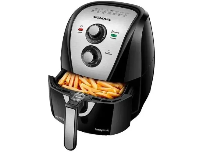 Air FRYER MONDIAL Family AFN-40 BI Preto e Inox 4L com Timer - Fritadeira sem óleo
