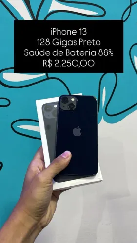 Seminovo: iPhone 13 128GB Preto - Bateria 88% | Loja Fisica