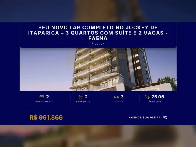Pronto para morar no Jockey de Itaparica  Apartamento com 2 Vagas!