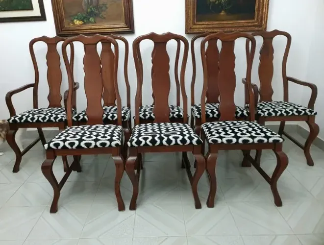 Conjunto de 6 Cadeiras e 2 Poltronas para Mesa de Jantar