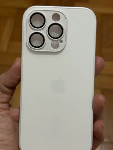 Capa celular luxo vidro fosco branca iPhone 16 pró