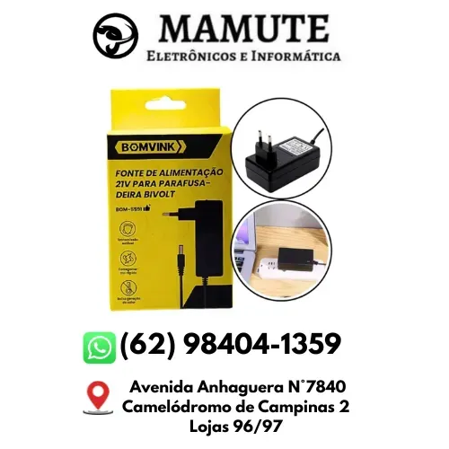 Fonte 21v Plug Direto Tomada Parafusadeira Carregador Bivolt