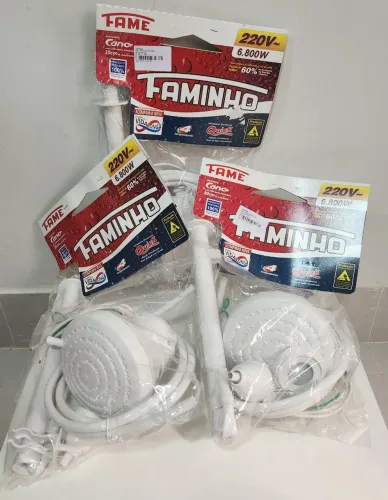 Kit 3 duchas Fame Faminho 4T 6800W 220V com cano | Chuveiro | Gorducha | Novo