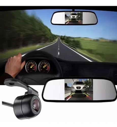 Retrovisor Interno + Câmera de Ré Universal Instalados P/ Todos os Carros