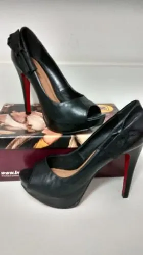 Sapato Feminino Bottero Preto Couro - salto 12cm