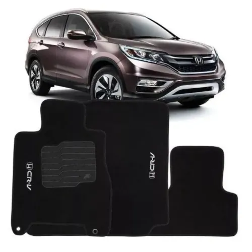 Tapete Honda CRV 2008 à 2011 - Borracha - Preto 3 Peças - W1262