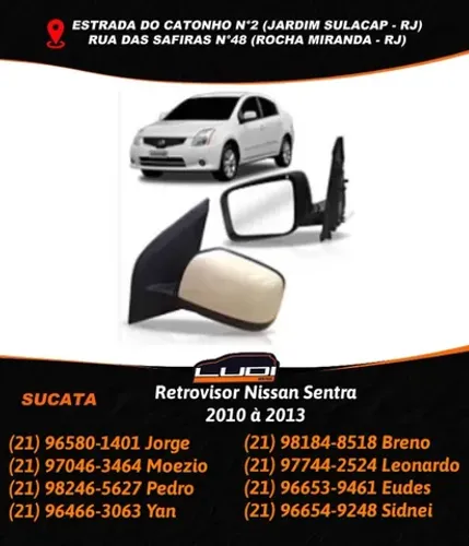 Retrovisor Nissan Sentra 2010 à 2013