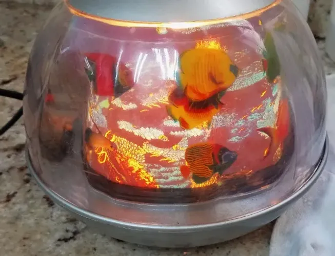 Abajur Aquário Redondo Com Luz E Movimento- Vintage Original 110w