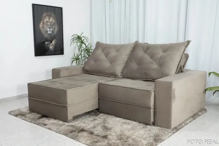 Sofá Retrátil Reclinável Berlim 2,50m D33 e Molas Ensacadas rf531