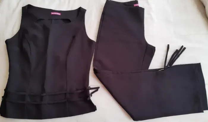 Conjunto oxford blusa com calça preto tam P 36/38