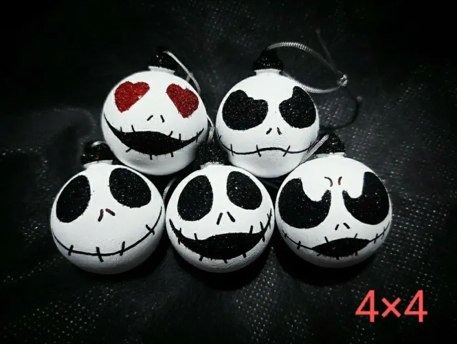 Kit 5 bolas de Natal O estranho mundo de Jack 4 cm