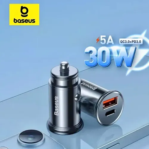 Carregador Veicular Turbo Usb Type C Baseus + Pd 30w 