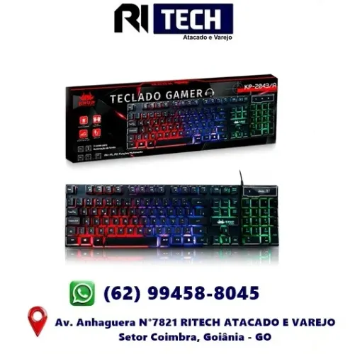 Teclado Gamer Knup Kp-2043 Preto Com Luz Multi Color ABNT2 Antighosting
