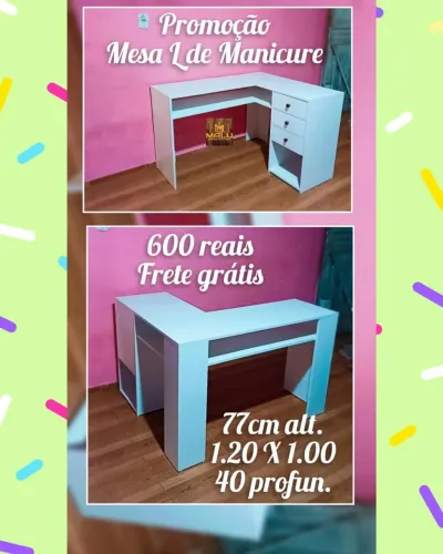 Mesa L de Manicure com Frete Grátis