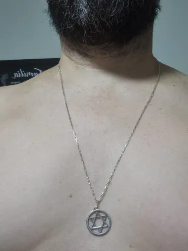 Cordão de Prata com Pingente Estrela de Davi