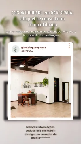 ALUGUEL DE SALA/CONSULTÓRIO EM GAROPABA